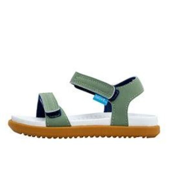 Native little girls size C13 Green and White Sandals Sporty Design - Picture 1 of 2
